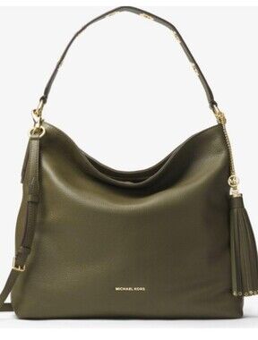 Michael Kors Brooklyn Large Leather Shoulder Bag Olive GreenHu